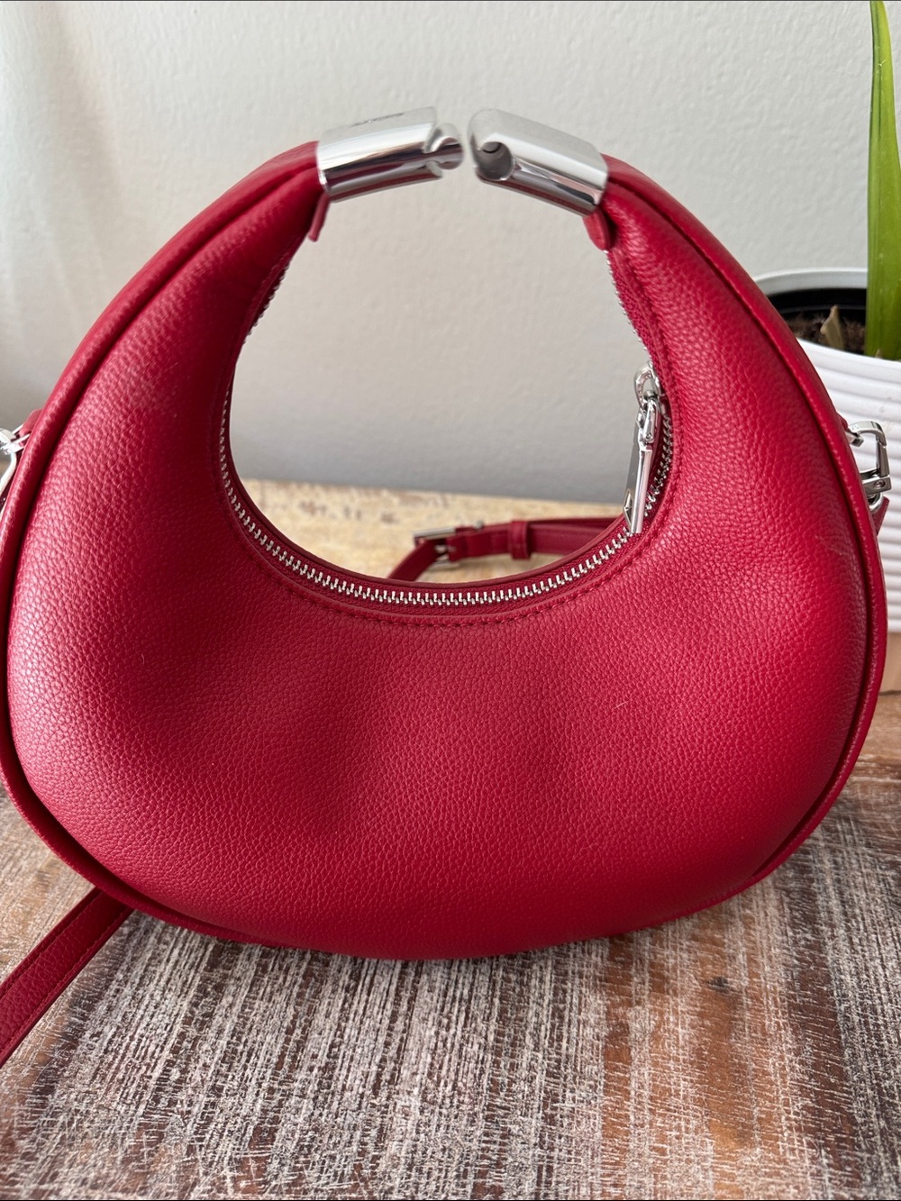 DKNY Red Crescent Crossbody Bag - NWOT - Picture 6 of 10